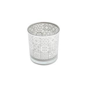 Castical vidro patchwork prata 7.3x7.3x8cm - Urban Menor preço em Castical vidro patchwork prata 7.3x7.3x8cm - Urban