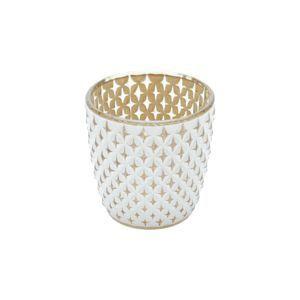 CASTIÇAL VIDRO STARS BRANCO/DOURADO 9X9X9cm - Urban Menor preço em CASTIÇAL VIDRO STARS BRANCO/DOURADO 9X9X9cm - Urban