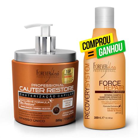 Cauter Restore 500g GANHE Shampoo Force Repair Forever Liss 300ml Menor preço em Cauter Restore 500g GANHE Shampoo Force Repair Forever Liss 300ml