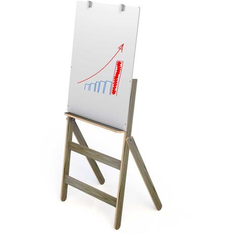 Cavalete Flip Chart Fit em MDF c/ Porta Canetas e Apagador, Pés Dobráveis, Tampo 90x54cm, Altura Total 170cm - STALO Menor preço em Cavalete Flip Chart Fit em MDF c/ Porta Canetas e Apagador, Pés Dobráveis, Tampo 90x54cm, Altura Total 170cm - STALO