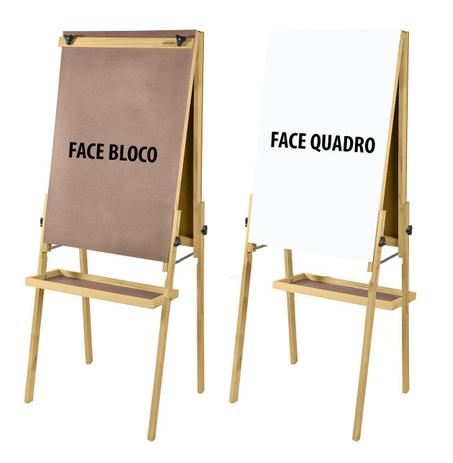 Cavalete Flip Chart Porta Bloco Compacto Dupla Face com Quadro Branco e Duratex estrutura em Madeira Altura Ajustável 1,63 ou 1,72 m - 2511 Souza Menor preço em Cavalete Flip Chart Porta Bloco Compacto Dupla Face com Quadro Branco e Duratex estrutura em Madeira Altura Ajustável 1,63 ou 1,72 m - 2511 Souza