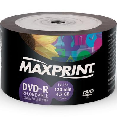 Cd DVD-R Maxprint - Com 50 Peças Menor preço em Cd DVD-R Maxprint - Com 50 Peças
