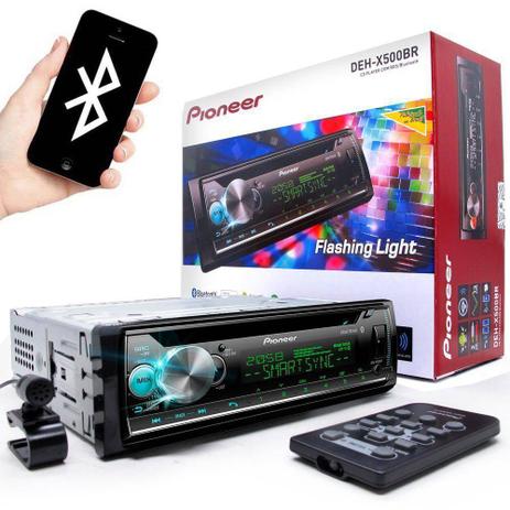 CD Player Pioneer DEH-X500BR Flashing Light Mixtrax USB AUX RDS Entrada para controle de volante Bluetooth Menor preço em CD Player Pioneer DEH-X500BR Flashing Light Mixtrax USB AUX RDS Entrada para controle de volante Bluetooth