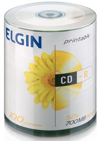 CD-R 700MB 52x - Printable - Tubo com 100 unidades - Elgin 82045 Menor preço em CD-R 700MB 52x - Printable - Tubo com 100 unidades - Elgin 82045