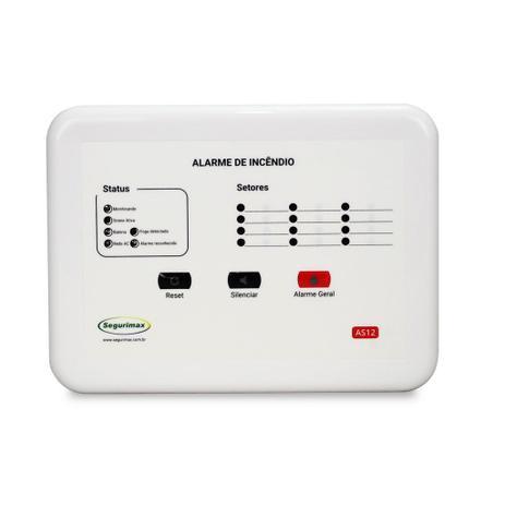 Central de Alarme de Incêndio Convencional 12V - 12 setores Segurimax Com Bateria - Segurimax premium Menor preço em Central de Alarme de Incêndio Convencional 12V - 12 setores Segurimax Com Bateria - Segurimax premium