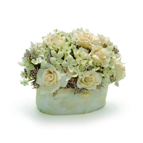Centro de Mesa Bouquet Vaso Red com Rosas e Mosquitinho Branco - Cromus Menor preço em Centro de Mesa Bouquet Vaso Red com Rosas e Mosquitinho Branco - Cromus