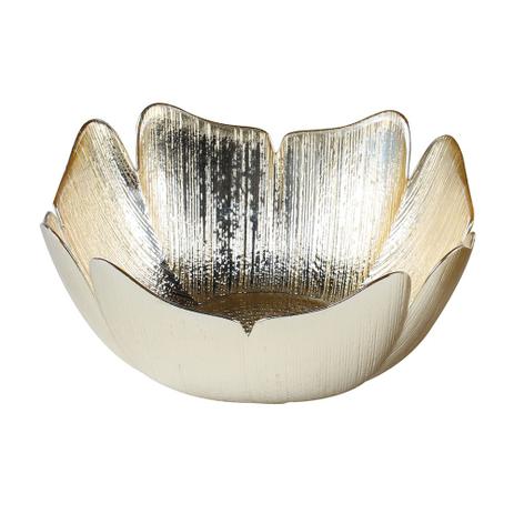 Centro de mesa em vidro Lhermitage Folhagem 25cm ouro Menor preço em Centro de mesa em vidro Lhermitage Folhagem 25cm ouro