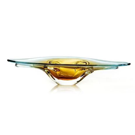 Centro de Mesa Grande de Cristal Murano Aquamarine com Âmbar - São Marcos Menor preço em Centro de Mesa Grande de Cristal Murano Aquamarine com Âmbar - São Marcos