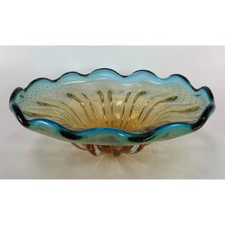 Menor preço em Centro De Mesa Murano Fruteira Cristal Sao Marcos Azul E Ambar 38cm - São marcos