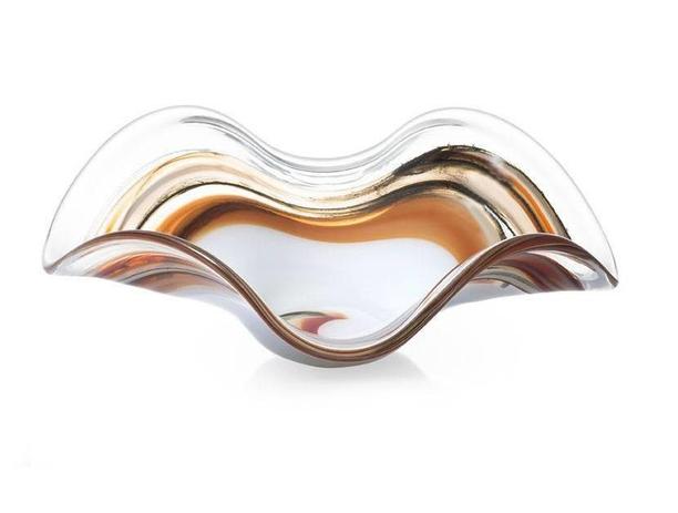 Centro de Mesa Onda de Cristal Murano Branco com Preto - São Marcos Menor preço em Centro de Mesa Onda de Cristal Murano Branco com Preto - São Marcos
