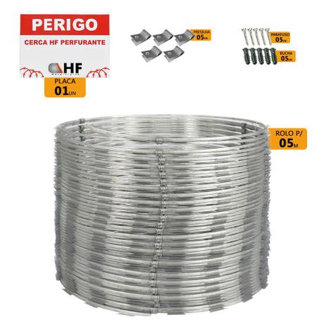 Cerca concertina dupla galvanizada 30cm caixa para 05 metros com kit de instalação (40 voltas) - Hf Metalúrgica Menor preço em Cerca concertina dupla galvanizada 30cm caixa para 05 metros com kit de instalação (40 voltas) - Hf Metalúrgica