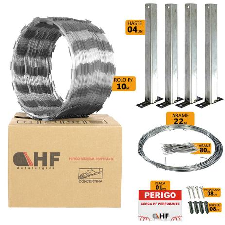 Cerca concertina simples galvanizada 45cm caixa para 10 metros com kit de instalação (40 voltas ) - HF Metalúrgica Menor preço em Cerca concertina simples galvanizada 45cm caixa para 10 metros com kit de instalação (40 voltas ) - HF Metalúrgica