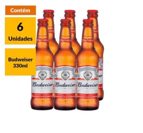 Cerveja budweiser 330ml pack c/6 Menor preço em Cerveja budweiser 330ml pack c/6