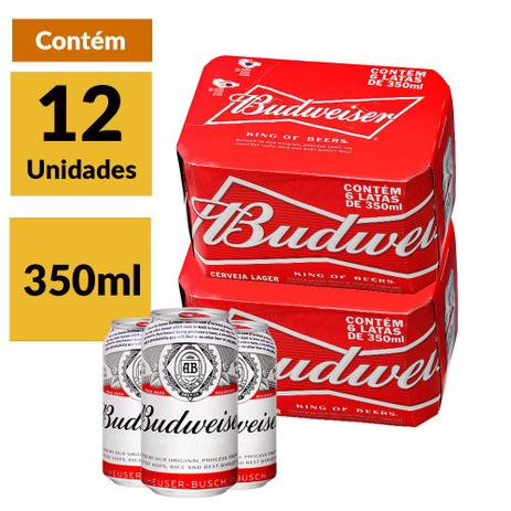 Cerveja Budweiser 350ml caixa (12 Unidades) Menor preço em Cerveja Budweiser 350ml caixa (12 Unidades)