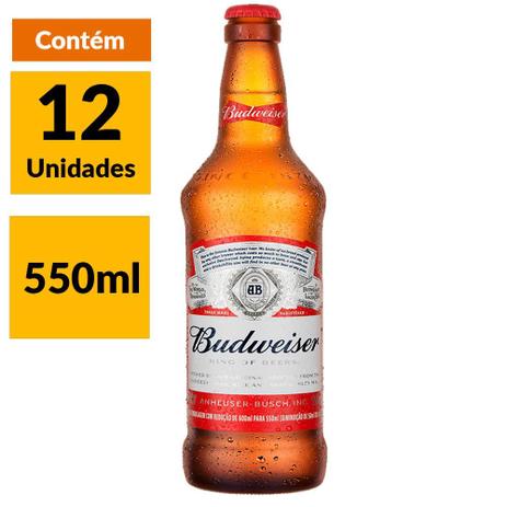 Cerveja Budweiser 550ml Caixa (12 Unidades) Menor preço em Cerveja Budweiser 550ml Caixa (12 Unidades)