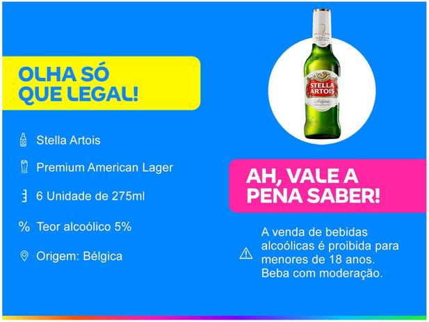 Cerveja Stella Artois Lager 6 Unidades 275ml
