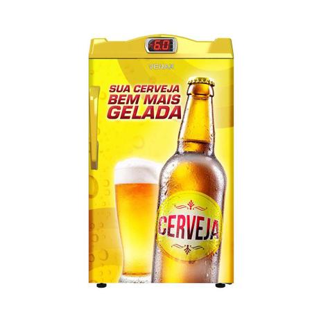 Cervejeira 100 L Porta Cega Adesivada Sua Cerveja 220 V Amarela - VENAX Menor preço em Cervejeira 100 L Porta Cega Adesivada Sua Cerveja 220 V Amarela - VENAX