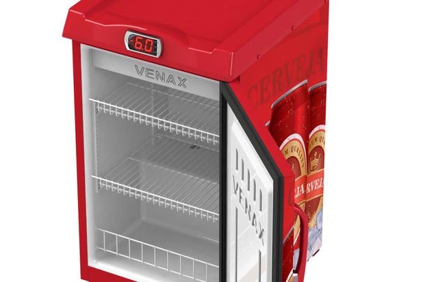 Cervejeira 100 l porta cega adesivada vermelho venax - 220v Menor preço em Cervejeira 100 l porta cega adesivada vermelho venax - 220v