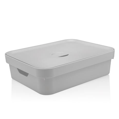 Cesta organizadora de plástico Cube Ou branca 45X35X13CM - 26770 Menor preço em Cesta organizadora de plástico Cube Ou branca 45X35X13CM - 26770