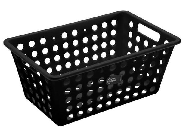 Cesta Organizadora Grande Plástico Preto Coza - BRI 290 Menor preço em Cesta Organizadora Grande Plástico Preto Coza - BRI 290