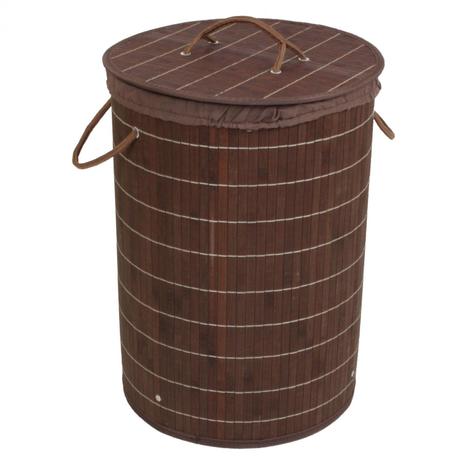 Cesto de Bambu Ripado Acasa Móveis Marrom Menor preço em Cesto de Bambu Ripado Acasa Móveis Marrom