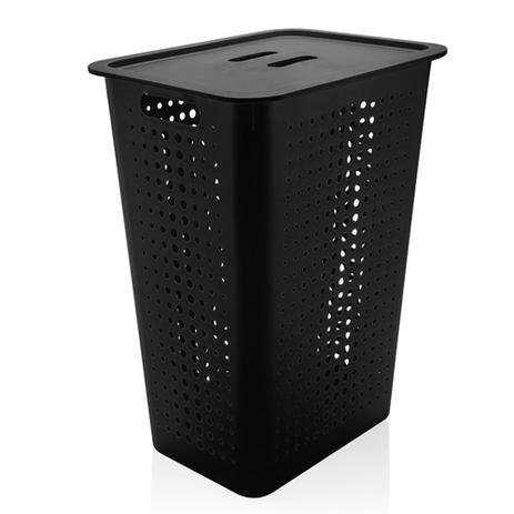 Cesto de roupa de plástico Ou preta 47L - 23978 Menor preço em Cesto de roupa de plástico Ou preta 47L - 23978