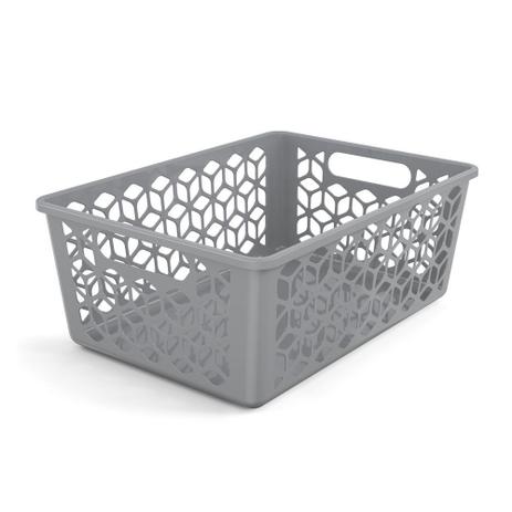 Cesto Organizador Caixa Multiuso Cinza 42 cm - Uz Menor preço em Cesto Organizador Caixa Multiuso Cinza 42 cm - Uz