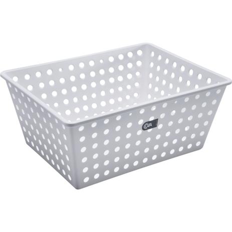 Cesto Organizador Maxi Caixa Organizadora Plástica Quarto Branco - Coza Menor preço em Cesto Organizador Maxi Caixa Organizadora Plástica Quarto Branco - Coza