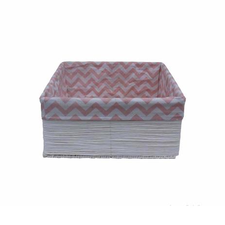 Cesto organizador quadrado médio branco e rosa Coisas e Coisinhas Menor preço em Cesto organizador quadrado médio branco e rosa Coisas e Coisinhas