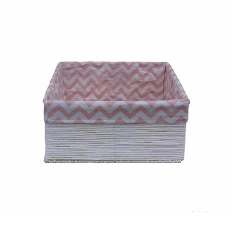 Cesto organizador quadrado pequeno branco e rosa Coisas e Coisinhas Menor preço em Cesto organizador quadrado pequeno branco e rosa Coisas e Coisinhas