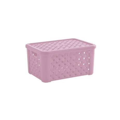 Menor preço em Cesto Organizador Rattan Com Tampa Empilhável 35x25x17cm - Not defined