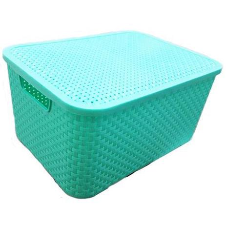 Menor preço em Cesto Organizador Rattan Com Tampa Empilhável 51x35x21cm - Not defined
