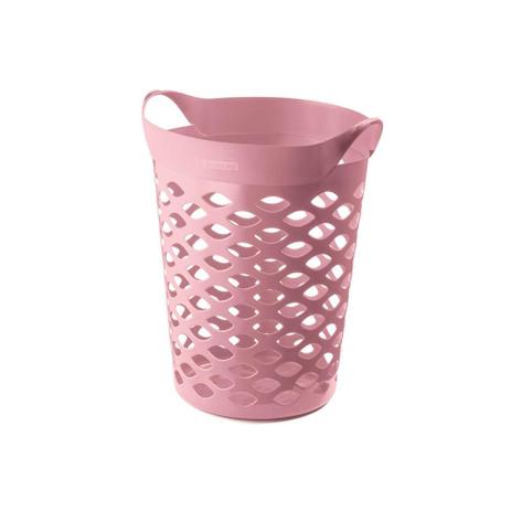 Cesto Organizador Redondo em Plástico 44 Litros Rosa - Sanremo Menor preço em Cesto Organizador Redondo em Plástico 44 Litros Rosa - Sanremo
