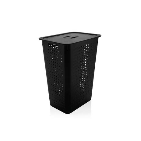 Cesto para roupas com tampa preto OU Menor preço em Cesto para roupas com tampa preto OU