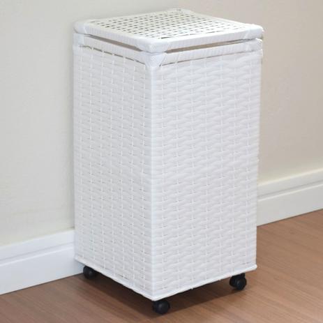 Cesto Roupa Junco Vime Fibra Sintética 30x30x60 C/rodinhas Branco - Ateliê Isa Menor preço em Cesto Roupa Junco Vime Fibra Sintética 30x30x60 C/rodinhas Branco - Ateliê Isa