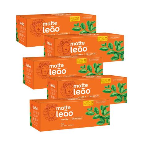 Chá Mate Original - Matte Leão 40g C/5 Caixas - 125 Sachês Menor preço em Chá Mate Original - Matte Leão 40g C/5 Caixas - 125 Sachês