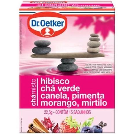 Chá Misto Hibisco| Chá Verde| Canela| Pimenta| Morango & Mirtilo 15 sachês - Dr. Oetker (Ref. 70926) -