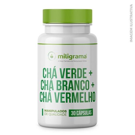 Chá Verde + Chá Branco + Chá Vermelho - Miligrama Menor preço em Chá Verde + Chá Branco + Chá Vermelho - Miligrama