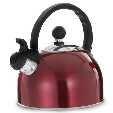 Chaleira em Aço Inox Vermelha 2 Litros Mimo Style Menor preço em Chaleira em Aço Inox Vermelha 2 Litros Mimo Style