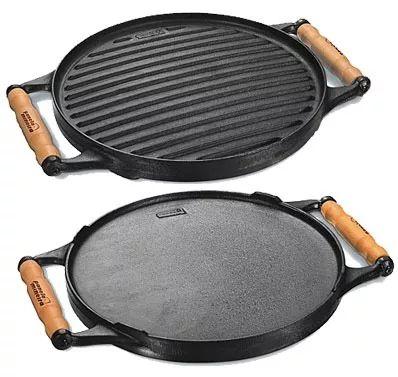 Chapa Bifeteira Dupla Face Ferro Fundido Alça de Madeira Panela Mineira 30cm de Diâmetro Menor preço em Chapa Bifeteira Dupla Face Ferro Fundido Alça de Madeira Panela Mineira 30cm de Diâmetro