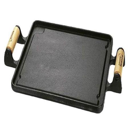 Chapa Bifeteira Ferro Fundido Alça de Madeira Panela Mineira 30x30cm Menor preço em Chapa Bifeteira Ferro Fundido Alça de Madeira Panela Mineira 30x30cm