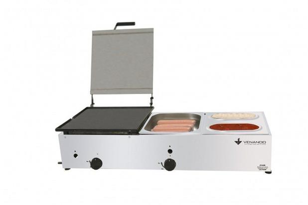 Chapa com Prensa e Molheira a Gás - Kit Hot Dog - 2 Cubas P47M2 - Selo Imetro - Venâncio Menor preço em Chapa com Prensa e Molheira a Gás - Kit Hot Dog - 2 Cubas P47M2 - Selo Imetro - Venâncio