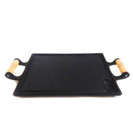 Chapa de Ferro Bifeteira Retangular Alças de Madeira - 25x35 cm - Dfs-ri Menor preço em Chapa de Ferro Bifeteira Retangular Alças de Madeira - 25x35 cm - Dfs-ri