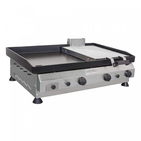 Chapa de Fritura a Gás 80cm Inox 3 Queimadores com Prensador CFG Metvisa Prata Menor preço em Chapa de Fritura a Gás 80cm Inox 3 Queimadores com Prensador CFG Metvisa Prata