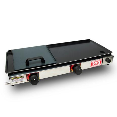 Chapa Gás Lanche Hamburguer 2 Bocas 30x70 Com Abafador Prensa E-2.6 LCG Menor preço em Chapa Gás Lanche Hamburguer 2 Bocas 30x70 Com Abafador Prensa E-2.6 LCG