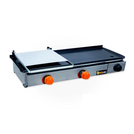 Chapa Lanche Com Prensa 70x30 Inox A Gás - Metalfour Menor preço em Chapa Lanche Com Prensa 70x30 Inox A Gás - Metalfour