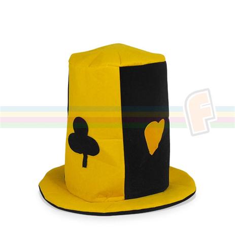 Chapéu Cartola Coringa Naipes de Baralho Amarelo - Festabox Menor preço em Chapéu Cartola Coringa Naipes de Baralho Amarelo - Festabox