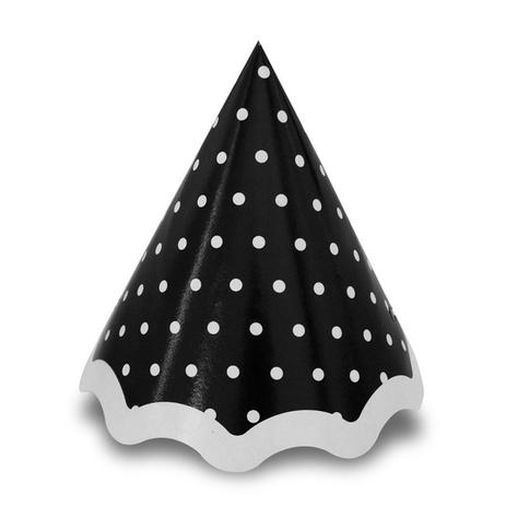 Chapéu de Aniversário Kid Art Poá Preto e Branco 10 unidades - Festabox Menor preço em Chapéu de Aniversário Kid Art Poá Preto e Branco 10 unidades - Festabox