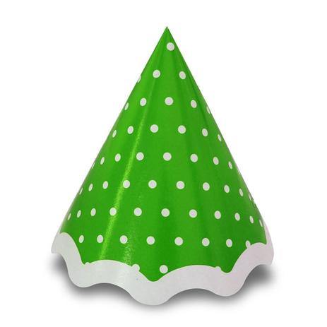 Chapéu de Aniversário Kid Art Poá Verde Claro e Branco 10 unidades - Festabox Menor preço em Chapéu de Aniversário Kid Art Poá Verde Claro e Branco 10 unidades - Festabox