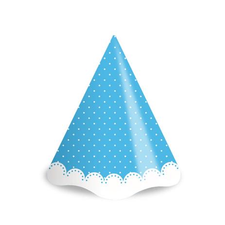 Menor preço em Chapéu de Aniversário Poá Azul Claro e Branco 08 unidades Ultrafest